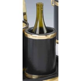Kraftware 50178 Sophisticates Black with Brushed Brass Deluxe Wine Chiller by Kraftware