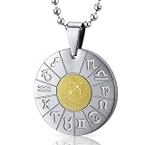 Sagittarius Archer Sign Zodiac Symbol Stainless Steel Circle Pendant Necklace