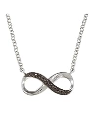 Sterling Silver 16" + 2" extension Pave-look and Black Diamond Accent Infinity Figure 8 Necklace