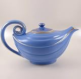 Hall China Cadet Blue Gold Aladdin Tea Pot & Lid