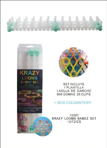 Krazy Loom Bandz Rubber Band Bracelet Making Kit Set - 600 Piece Gift Set With Clip + 6 Charms