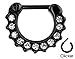 Gem Paved Color IP Black 316L Surgical Steel Septum Clicker Ring