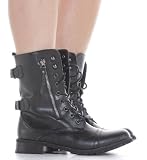 Search : Womens Lace Up Ankle Combat Army Style Black Grey Ladies Military Worker Boots Size 3 4 5 6 7 8 with shoeFashionista Boutique Bag