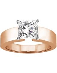 0.80 Ct Princess H/I SI1/SI2 Diamond 18K Rose Gold Ring