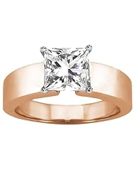 0.75 Ct Princess H/I I1 Diamond 18K Rose Gold Ring