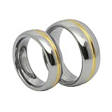 Fashion Matching Two Tone Lovers Gold Groove Inset Tungsten Carbide Rings 8mm (Size 8, 9, 10, 11, 12) His & 6mm (Size 6, 7, 8) Hers Set Aniversary/engagement/wedding Bands