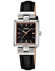 Casio Womens Core LTP1354L-1C Black Leather Quartz Watch with Black Dial