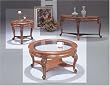 Slight Destressed Finish Round Glass Top 3 Piece Occasional Table Set By Coaster Furniture