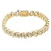 18K Yellow Gold-over-Sterling Silver S-Link Cubic Zirconia Tennis Bracelet