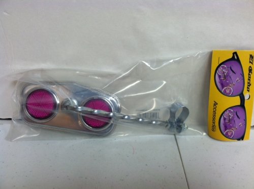Diamond Chrome Mirror Purple Reflector with Twisted Arm Bicycle Bike