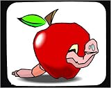 Mouse Pad with apple, eating, worm, pink, hole