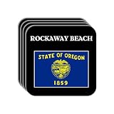 US State Flag - ROCKAWAY BEACH, Oregon (OR) Set of 4 Mini-Mousepad Coasters
