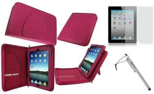 rooCASE 3n1 Executive Portfolio (Magenta) Leather 