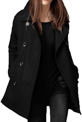 UBon Women's Slim Fit Winter Wool Coats Double Breasted Jackets