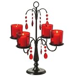 Red and Black Votive Candelabra Iron and Glass by Midwest-CBK