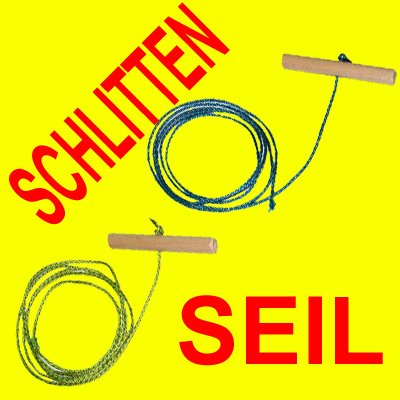 Schlittenleine Schlittenseil mit Holzgriff 1,50 mtr lang extra Stark