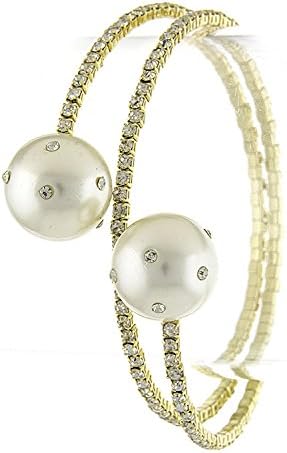 CONTEMPO COUTURE DOUBLE PEARL TIP BRACELET WRAP (Gold/Pearl)
