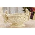 9.5" Long Ivory Lace Pierced Ceramic Angel Serving Bowl