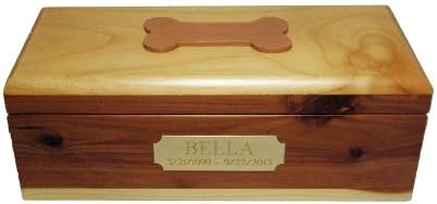 Momentary Paws Artisan 'Doggy's Tenderest Treats' Keepsake Box Personalized for Dogs &amp; Dog Lovers - Handmade from Solid Cedar with Alder Top and Dog Bone Motif, Made and Sourced in the USA