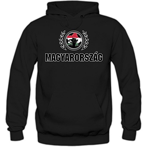 Ungarn EM 2016 #2 Hoody | Fußball | Herren | Trikot | Nationalmannschaft, Farbe:Schwarz (Black F421);Größe:XXL