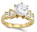 Cheap CZ Solitaire Engagement Ring 14k Yellow Gold Bridal (12.00 Carat), Size 6 On Sale