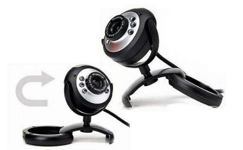 HDE Round Webcam with Microphone and LED Light for Night Vision