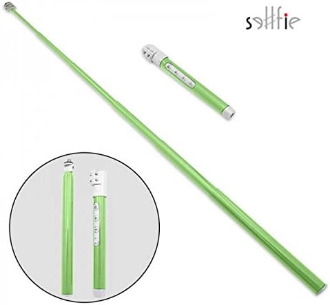 SellfieTM Ultra Light Carbon Fiber Bluetooth Extended Selfie Stick for iPhone/Android w Shutter and Zoom Buttons - Includes Carrying Case + Mini Tripod! (Green)