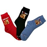 I Love My Cat Black Red Blue 3 Pack Socks
