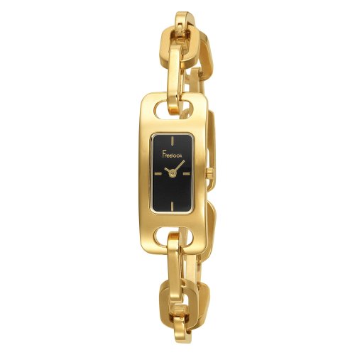 Freelook Women's HA1007G-1 Linea Tempo Yellow Gold Plated Stainless Steel Black Dial Watch