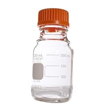 Corning Pyrex Borosilicate Glass Square Graduated Media Storage Bottle, with Screw Cap
