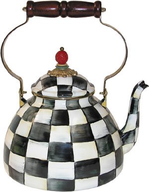 MacKenzie-Childs Enamel 3 Qt Tea Kettle-Courtly Check 