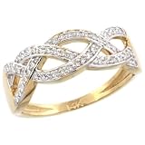 14k Gold Braided Knot Diamond Ring w/ 0.15 Carat Brilliant Cut ( H-I Color; VS2-SI1 Clarity ) Diamonds, 9/32 in. (7mm) wide, size 6