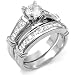 Sterling Silver Cubic Zirconia CZ Wedding Engagement Ring Set