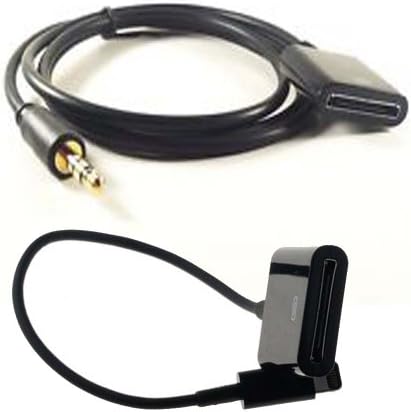 AtoZ Deals TM Package Deals! Black 30 Pin to 3.5 mm Auxiliary Converter for Music and 30 Pin to 8 Pin Adapter Cable for Data Sync Charging for Bose Sounddock ihome