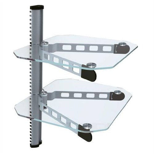 DVD Wandhalter Media-Rack Hifi-Regal Heimkino (2 Etagen, bis 10 kg, Kabelkanal) transparent