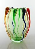 Glass Vase w/ Colorful Snake-like Decorations Rare