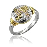 18k Gold White, Yellow and Pink Diamond Right Hand Ring / Band Size 7 0.16 carat