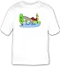 T-shirt with tree, dinosaur, lake, drinking, water, pond
