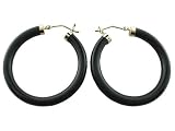 Onyx Skinny Hoop Earrings, 14K Gold