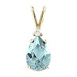 14K Yellow Gold Aquamarine and Diamond Pendant
