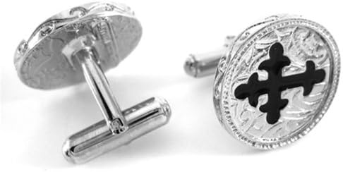 Vatican Library Collection Silver Tone Round Cross Cufflinks