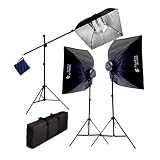 CowboyStudio 3000 Watt Studio Video Softbox Lighting Kit Upgraded Boom Set & Carry Case
