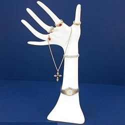 Large White Hand Necklace Chain Ring Showcase Display