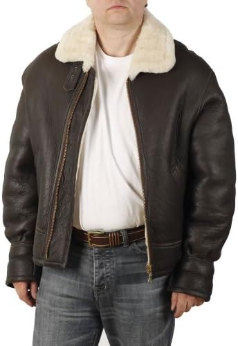Simons Leather Men's Straight Zip Sheepskin Flying Jacket XX-Large Brown