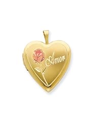 1/20 Gold Filled 20mm Enameled Rose Amor Heart Locket - Chain Included