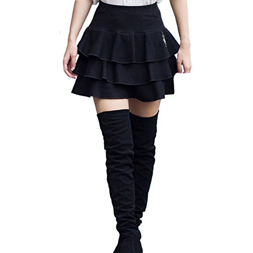 【MIKA&MAYA】 プリーツ ふんわり スカート シンプル 無地 フレア フリル レディース