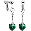 Austrian Crystal Heart May Birthstone Clip Earrings