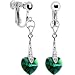 Austrian Crystal Heart May Birthstone Clip Earrings