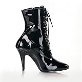Vanity-1020, 4 Lace-Up Ankle Boot with Side Zip by Pleaser USA in Sizes 6-16