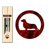 Longhaired Dachshund Wind Chimes X-SMALL Forest Green